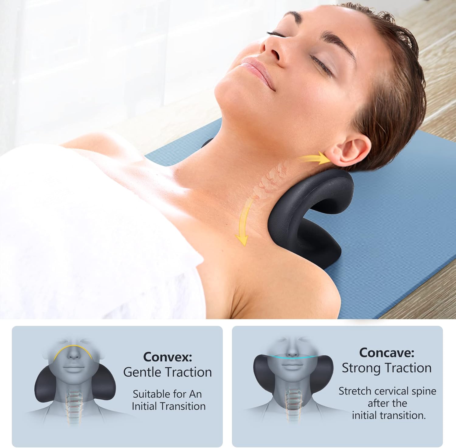 Neck Stretcher for Neck Pain Relief, Heated Cervical Traction Device Pillow with Graphene Heating Pad, Neck and Shoulder Relaxer for TMJ Pain Relief and Cervical Spine Alignment(Black) : Health & Household
