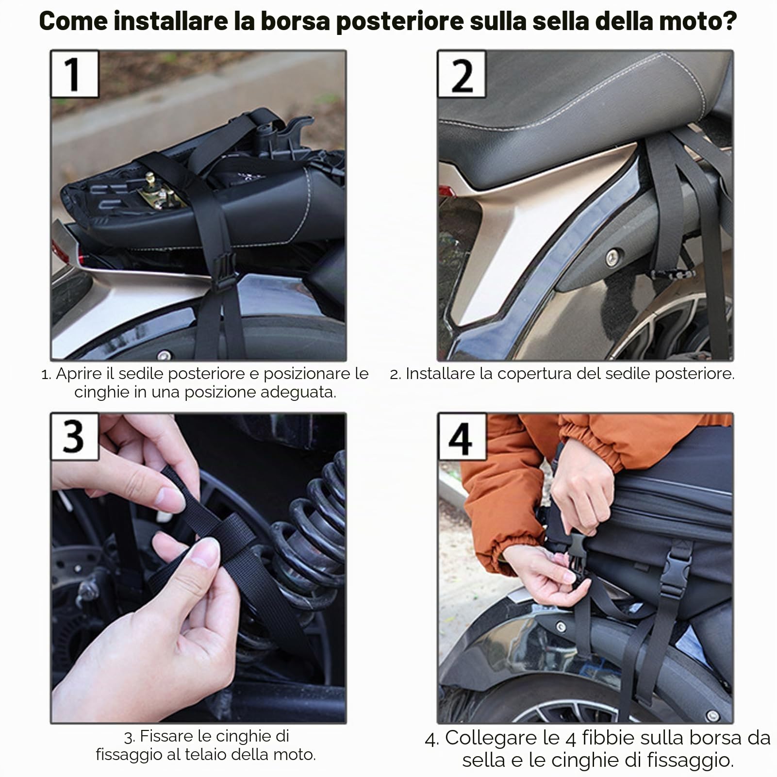 UBORSE Borsa Posteriore Moto Impermeabile 20L-28L Espandibile Nero
