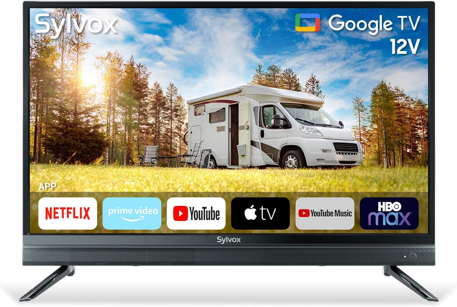 Smart RV TV, 32" 12V TV for RV Camper 1080P DC/AC Powered Television, Support Google, Download APPs, Bluetooth WiFi, Smart TVs for Home Car Campervan Truck