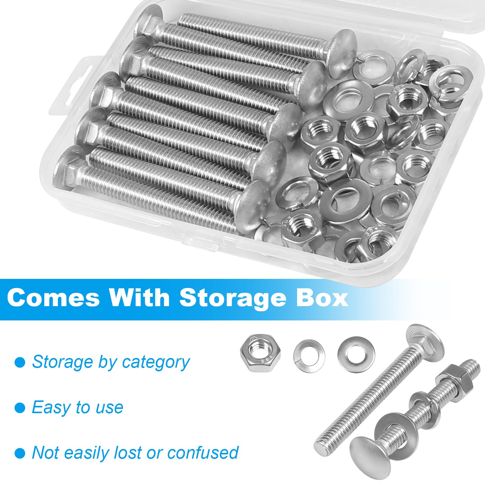 Stainless Steel Carriage Bolts - 10 Sets -5