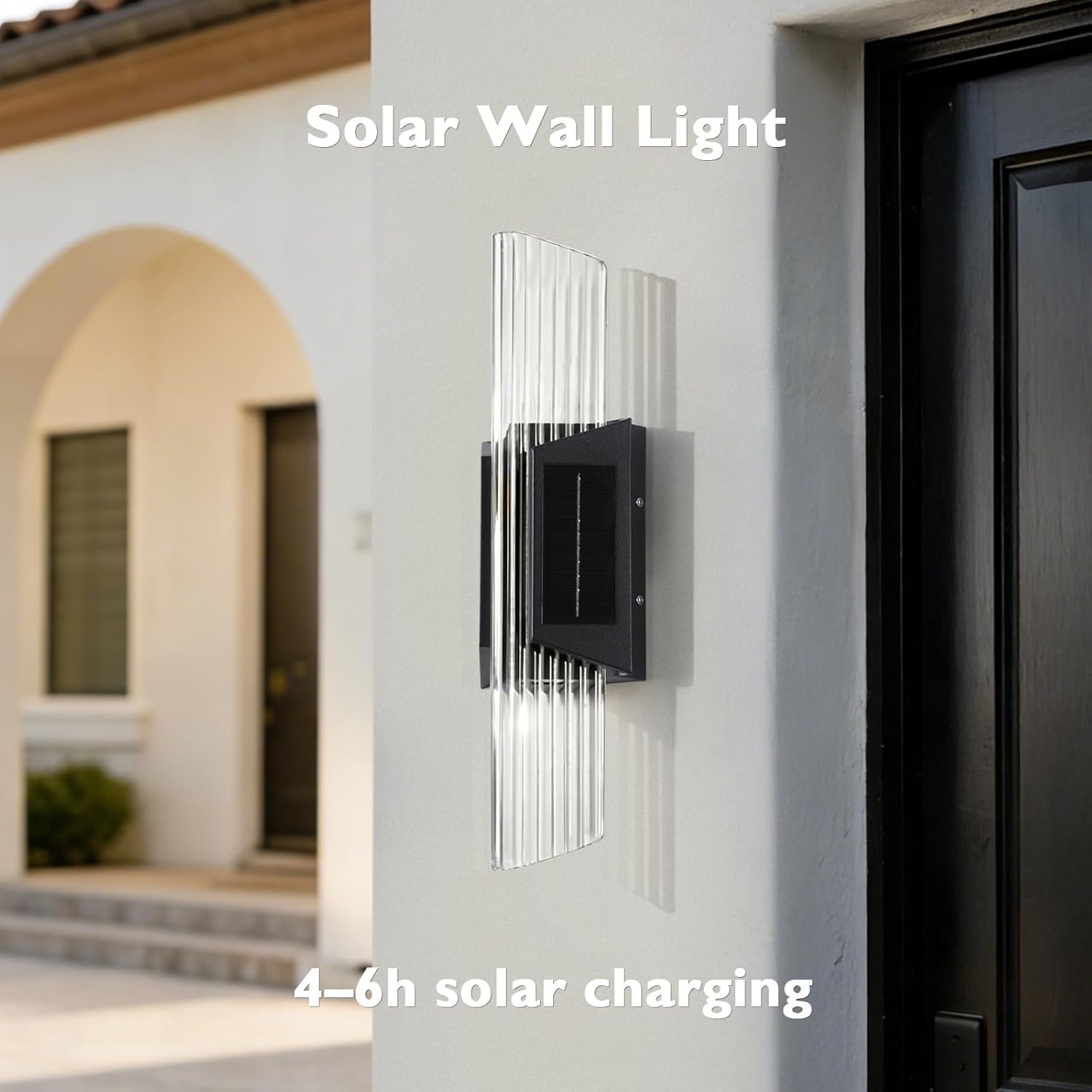 Glass Solar Outdoor Wall Lights Modern, 20.5" Outdoor Sconce Lights, Exterior Lighting Fixtures, 3000K Front Porch Light, Large Garage Exterior Solar Wall Sconce for Outside House Patio