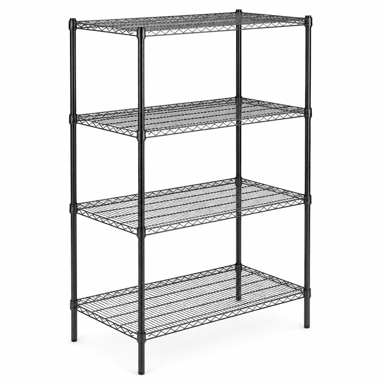 NSF Black Epoxy Wire Shelving Unit by Glownary – 24 X 48 X 72 Inches, Epoxy-coated Metal, Black, Model 465b2448ke4