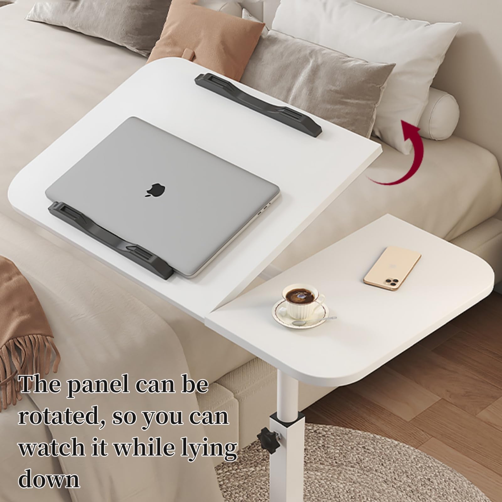 Mesa de altura ajustable con ruedas para cama, escritorio de cama móvil, mesa portátil con ruedas, mesa de computadora portátil sobre la cama, escritorio de pie