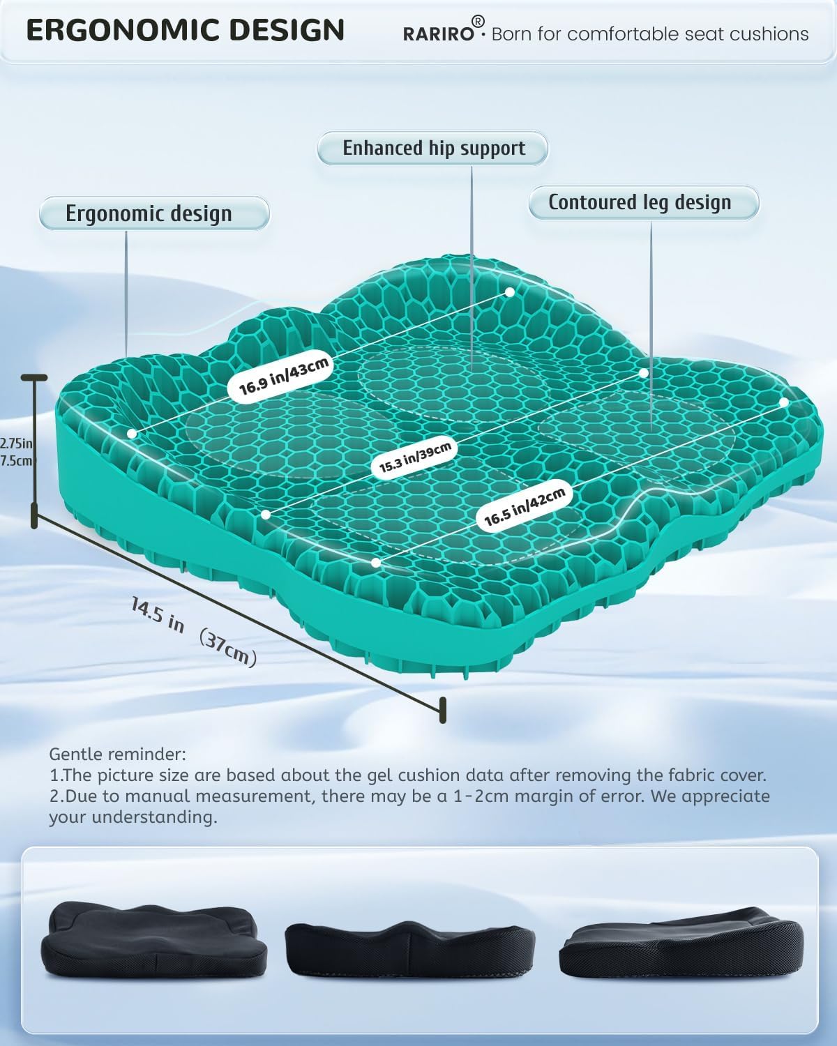 Cojín de asiento de gel transpirable con forma de panal de abeja doble grueso para silla de oficina, cojín suave para sentarse durante mucho tiempo, cojín de presión para coxis, ciática
