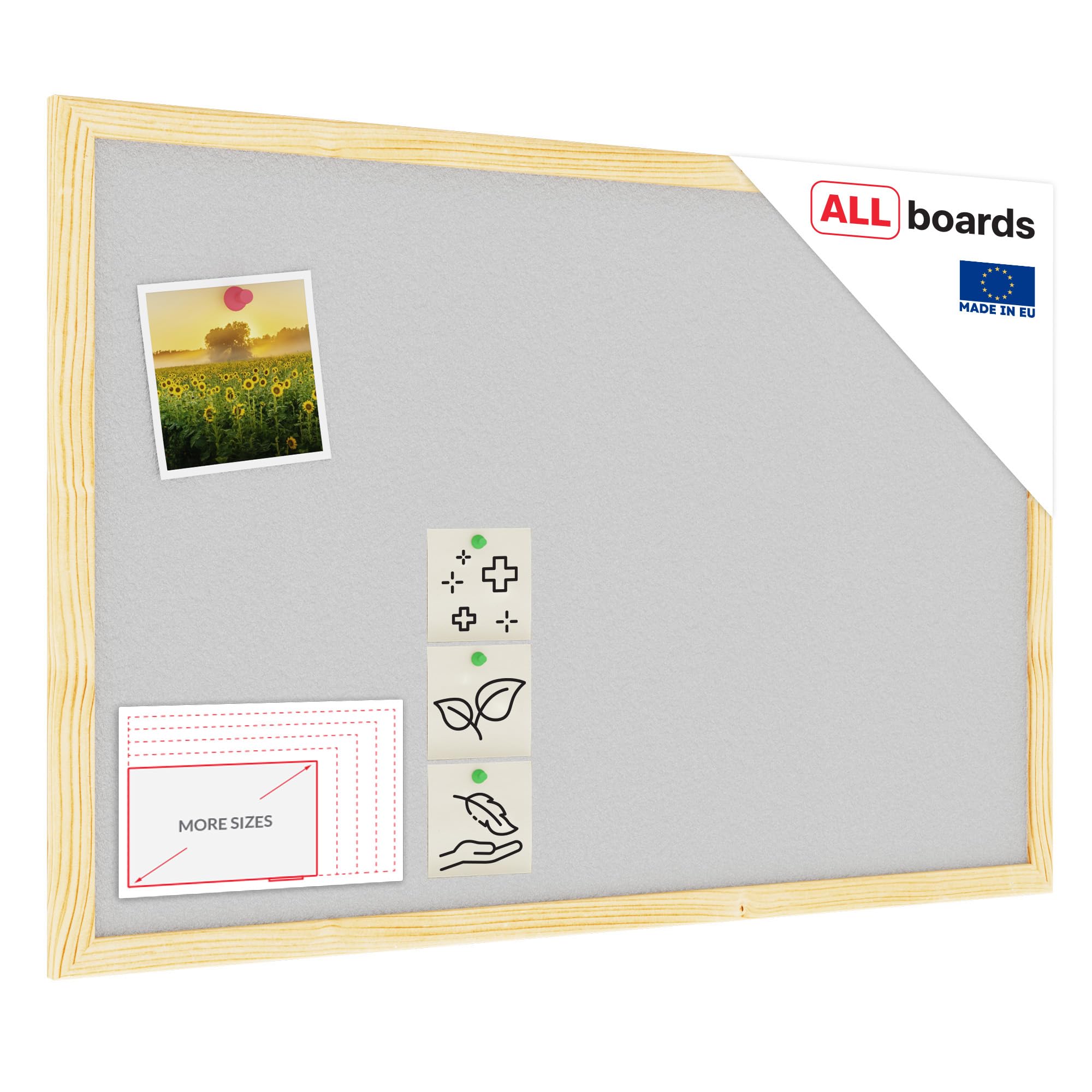ALLboards Cork Board Light Grey Cork with Wooden Frame 60x40cm, Corkboard Bulletin Board Notice Board โ image 1