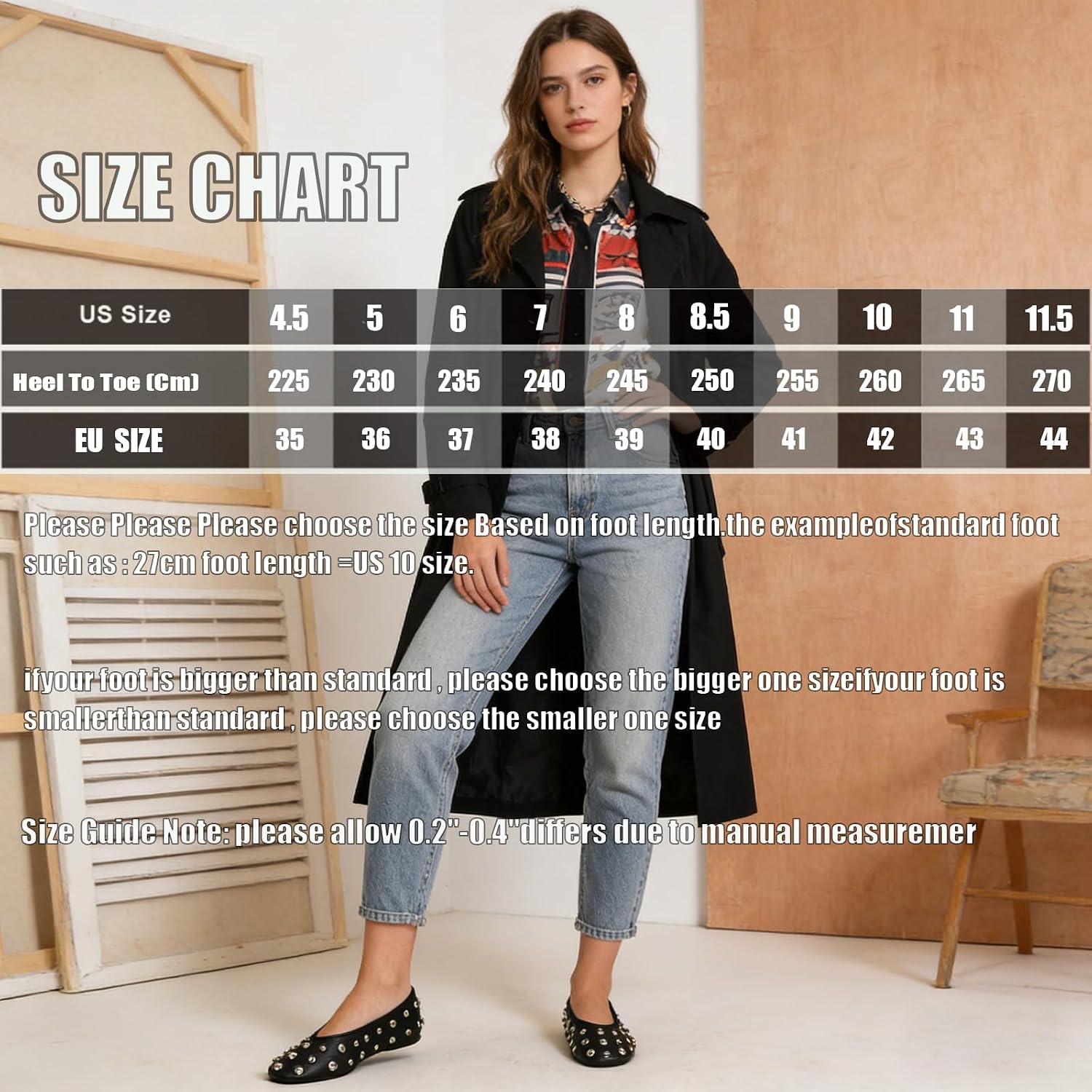 Women's Suede Round Toe Studded Ballet Flats Comfort Soft Slip On Wide Toe Dressy Flat Loafers for Causal Office Working Dating Party