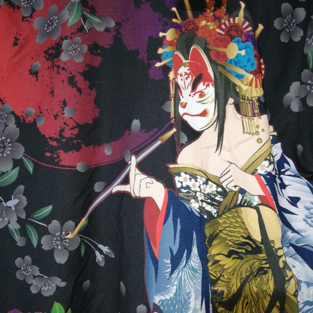 Amazon.co.jp: 絡繰魂 粋 狐面花魁 昇華転写 和柄 上下 アップ サイズ