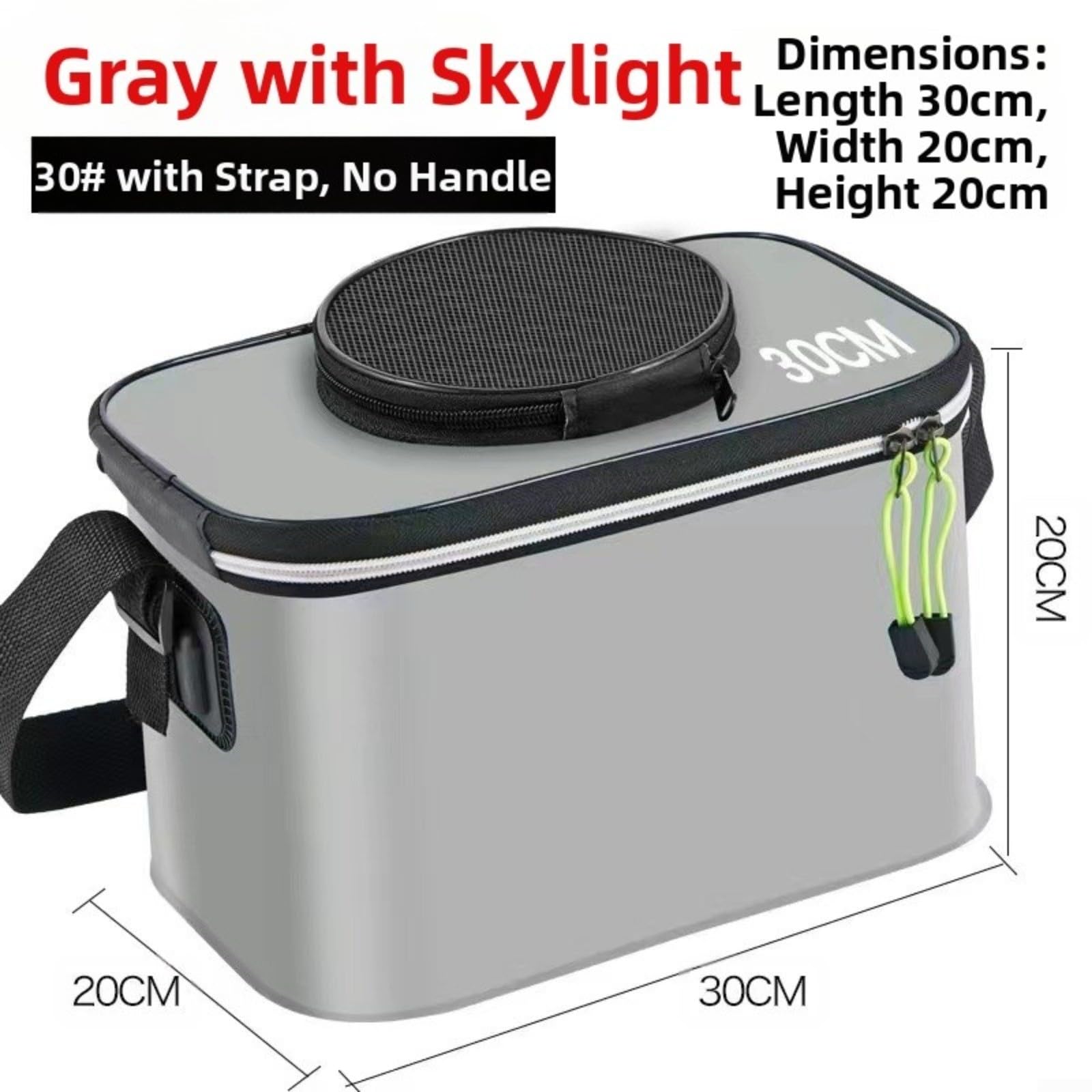Cubo de pesca plegable EVA portátil para livewell con correas de hombro para pescadores al aire libre almacenamiento de peces vivos negro 35 x 24 x 22 cm (gris)