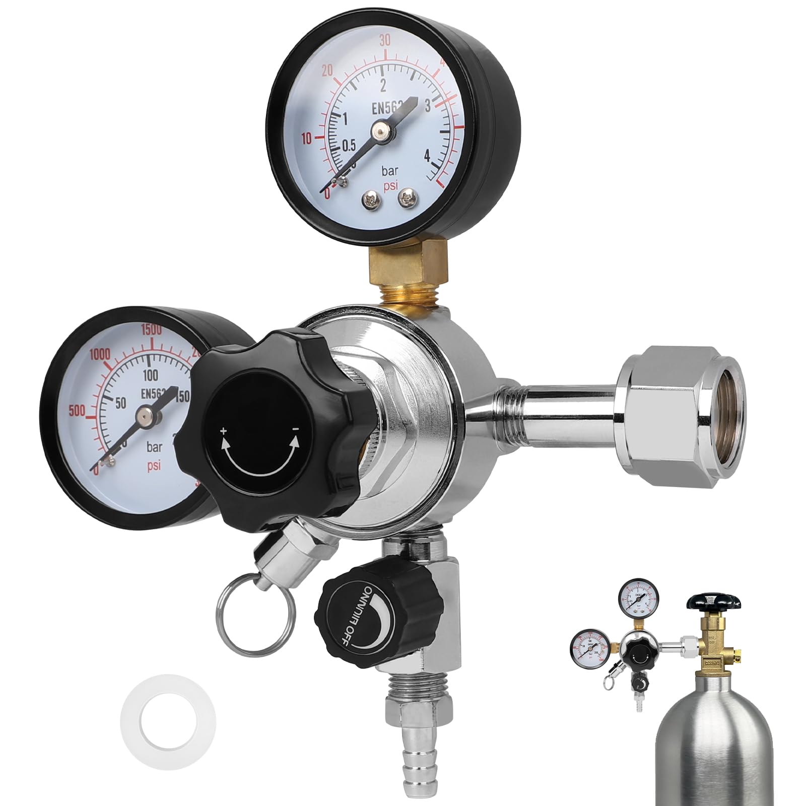 CPROSP Regulador de Presión CO2, Regulador de Botella de Gas, Dióxido de Carbono Reductor de Presión con Manómetro Doble W21.8 para Máquina de Cerveza, Elaboración de Cerveza, Dispensador de Cerveza — view 9