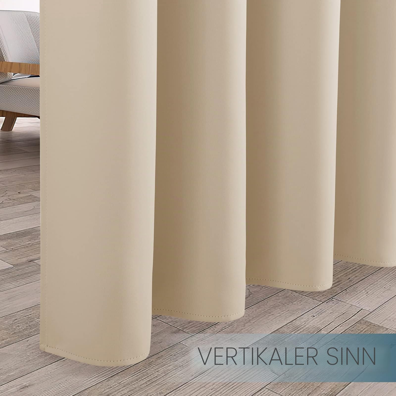 PONY DANCE Outdoor Gardinen Wetterfest 2er Set H 213 x B 132 cm Outdoor Vorhang mit Klett-Schlaufen wasserdichte Outdoorvorhänge Sonnenschutz für Terrasse, Biscotti Beige