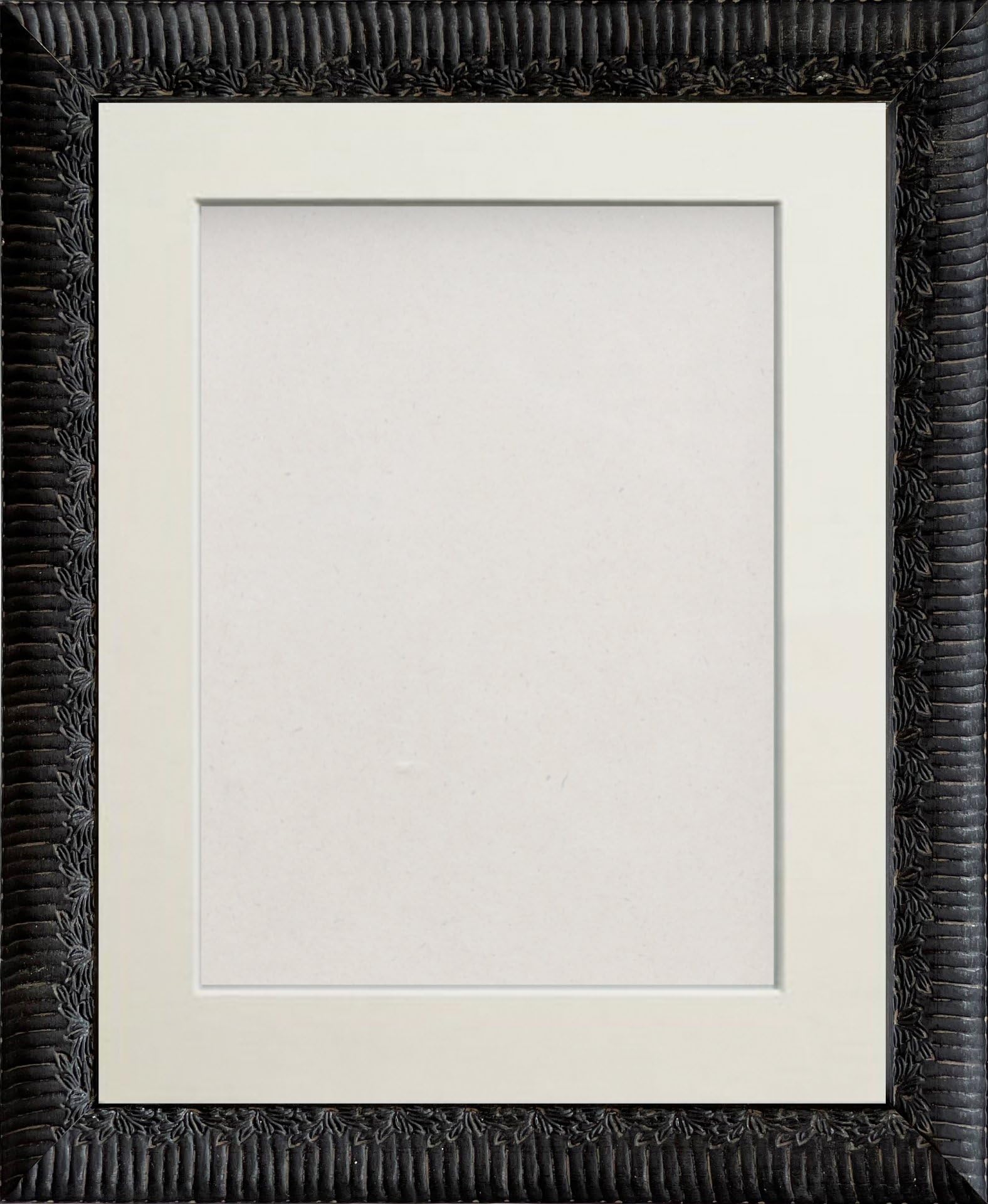 Frame Company Ivory Boleyn Black Ornate Decorative Wooden A3 Frame With Mount For Image A4 *Choice Of Sizes And Colours* Fitted With Real Glass