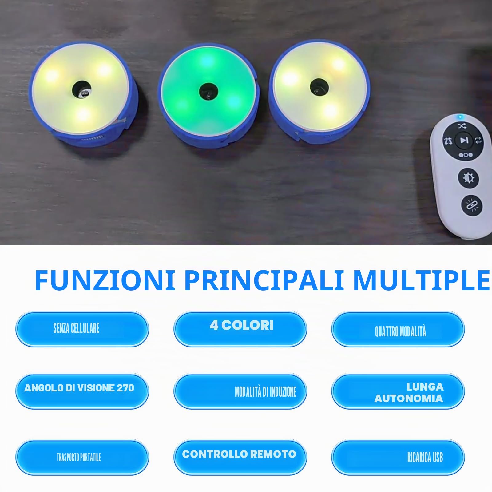 Luci di allenamento di reattività, 4 colori, set di luci lampeggianti per allenamento agile di reattività con 4 modalità, telecomando, caricatore USB, luce di reazione fitness per allenamento