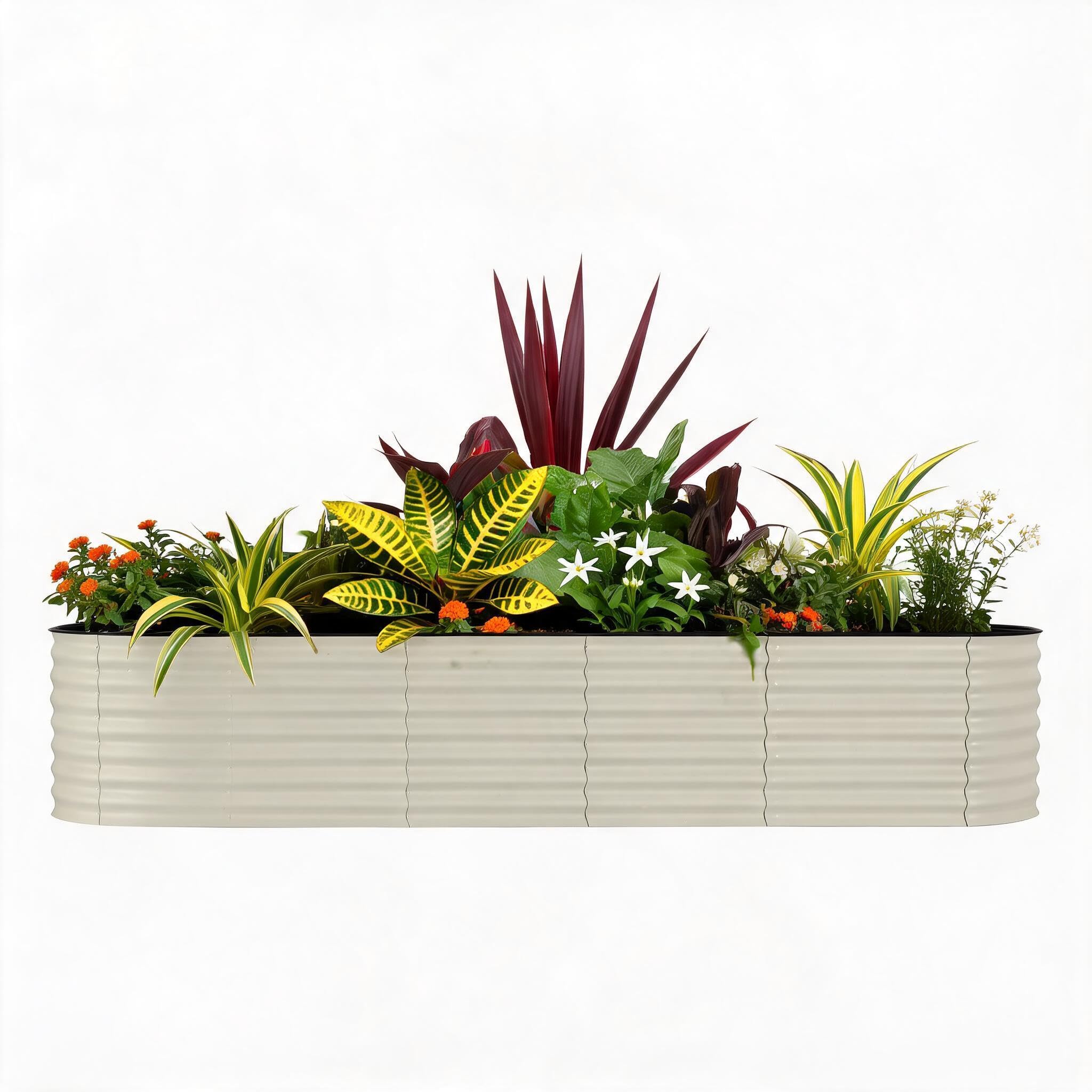 Cachpib Raised Garden Bed, Galvanized Steel Outdoor Planter Box, Bottomless Raised Bed for Growing Outdoor Plants, Vegetables, Flowers and Herbs