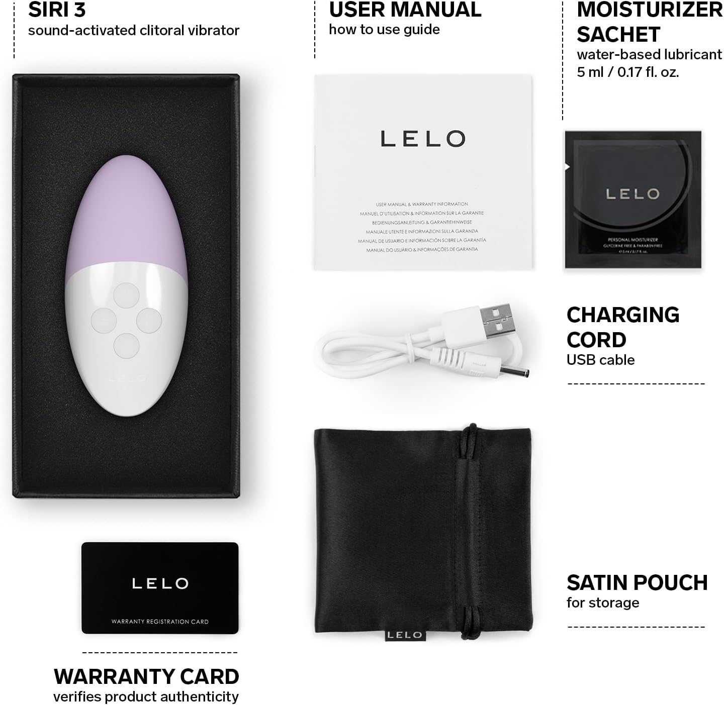 LELO SIRI 3 Sound Activated Small Personal Vibrator, Mini Massager with 8 Pleasure Settings with SoundSense Technology, Waterproof Bullet Vibrator for Clit, Soft Pink