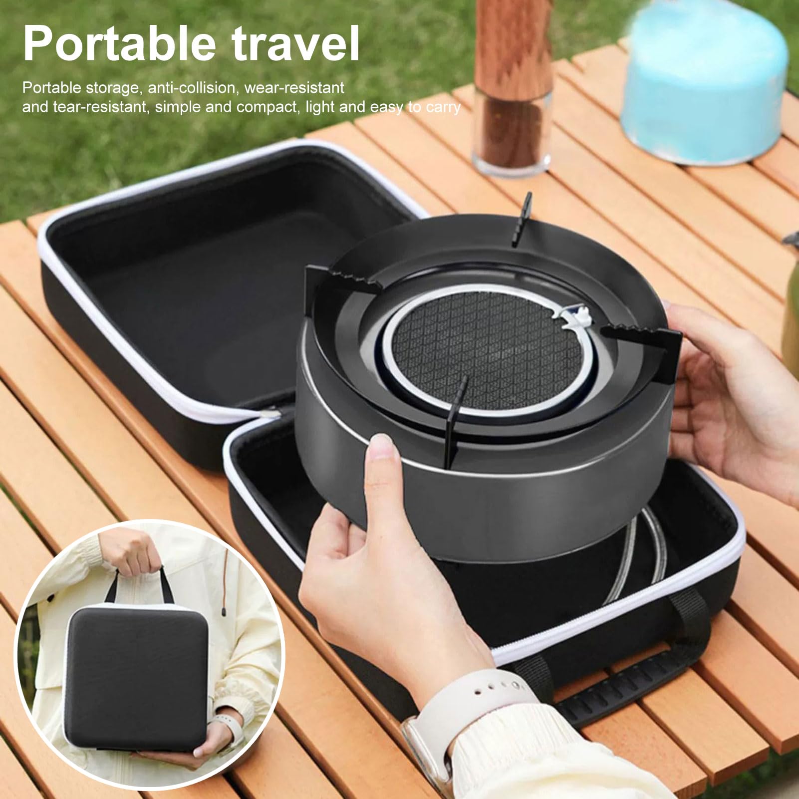Hornillo de Camping Quemador Accesorios de Cocina a Prueba de | Quemador con Protector contra el Para Actividades al Aire Libre Senderismo Pesca Viajes Trekking Hombres Mujeres Niños