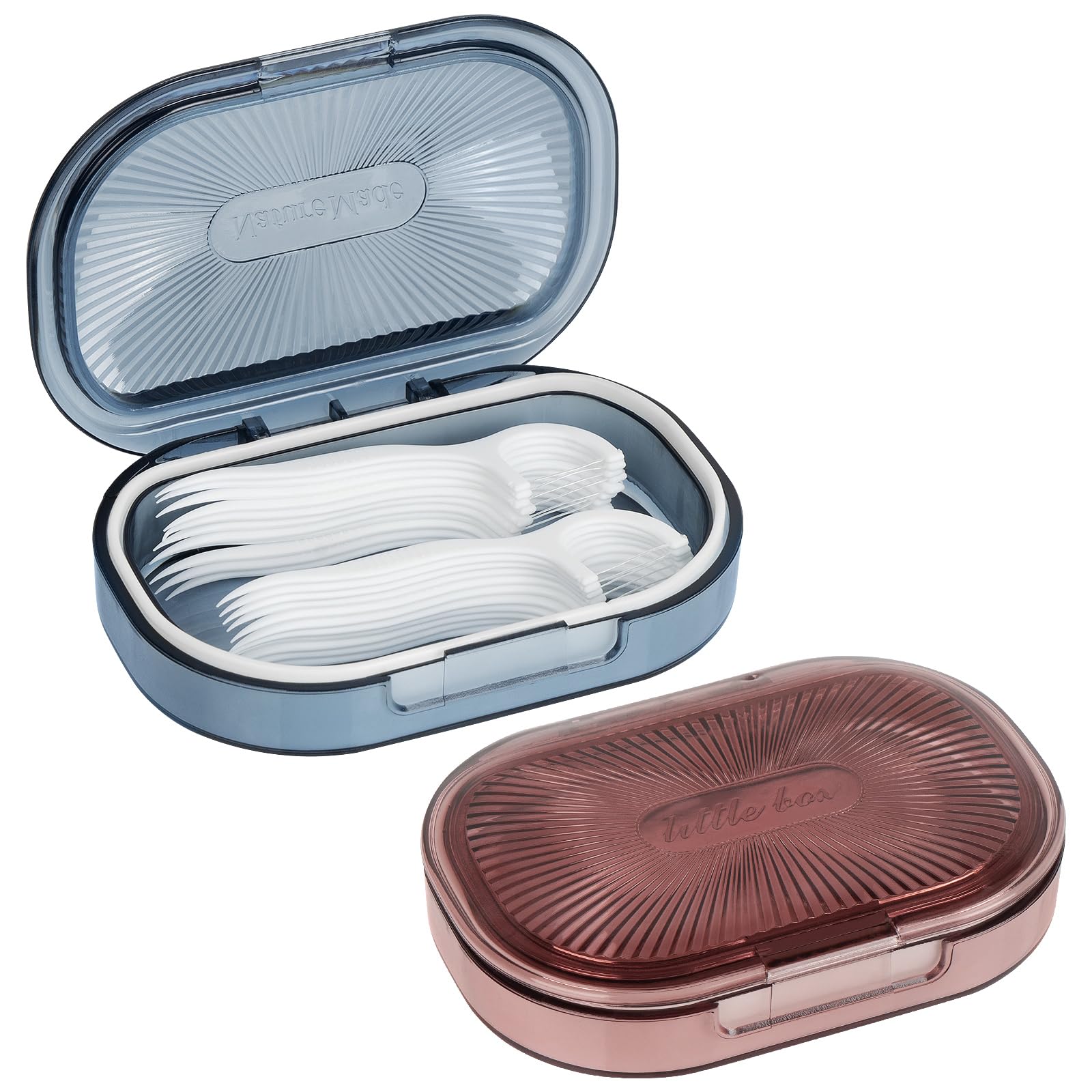 Adorila 2 Pack Travel Cotton Swab Qtip Holder Portable Hair Tie Organizer With Lid Flosser Dispenser Plastic Flosser Dispenser Hair Accessories Or