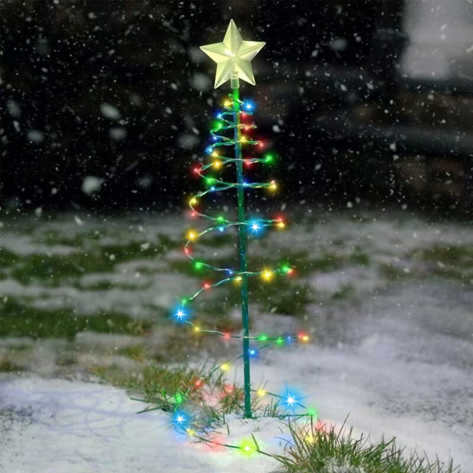 Luces de árbol de Navidad solares impermeables para iluminar un patio oscuro 8