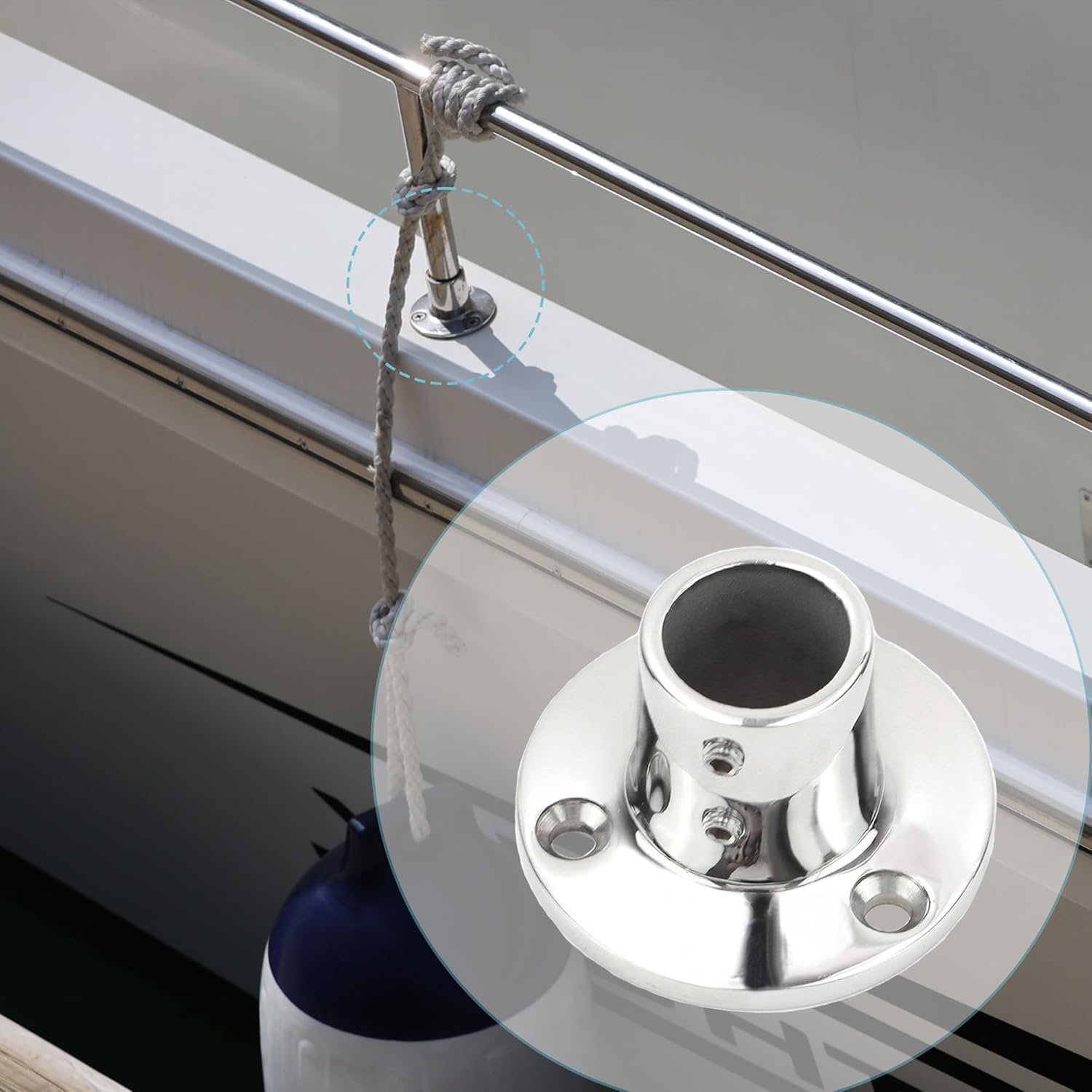 YANYUCB Boat Hand Rail Fitting,316 Stainless Steel Round 60/90 Degree Boat Hand Rail Base(1 inch,1-1/4inch,7/8 inch,1-3/16 inch) with L Shape Hex Key and Screws