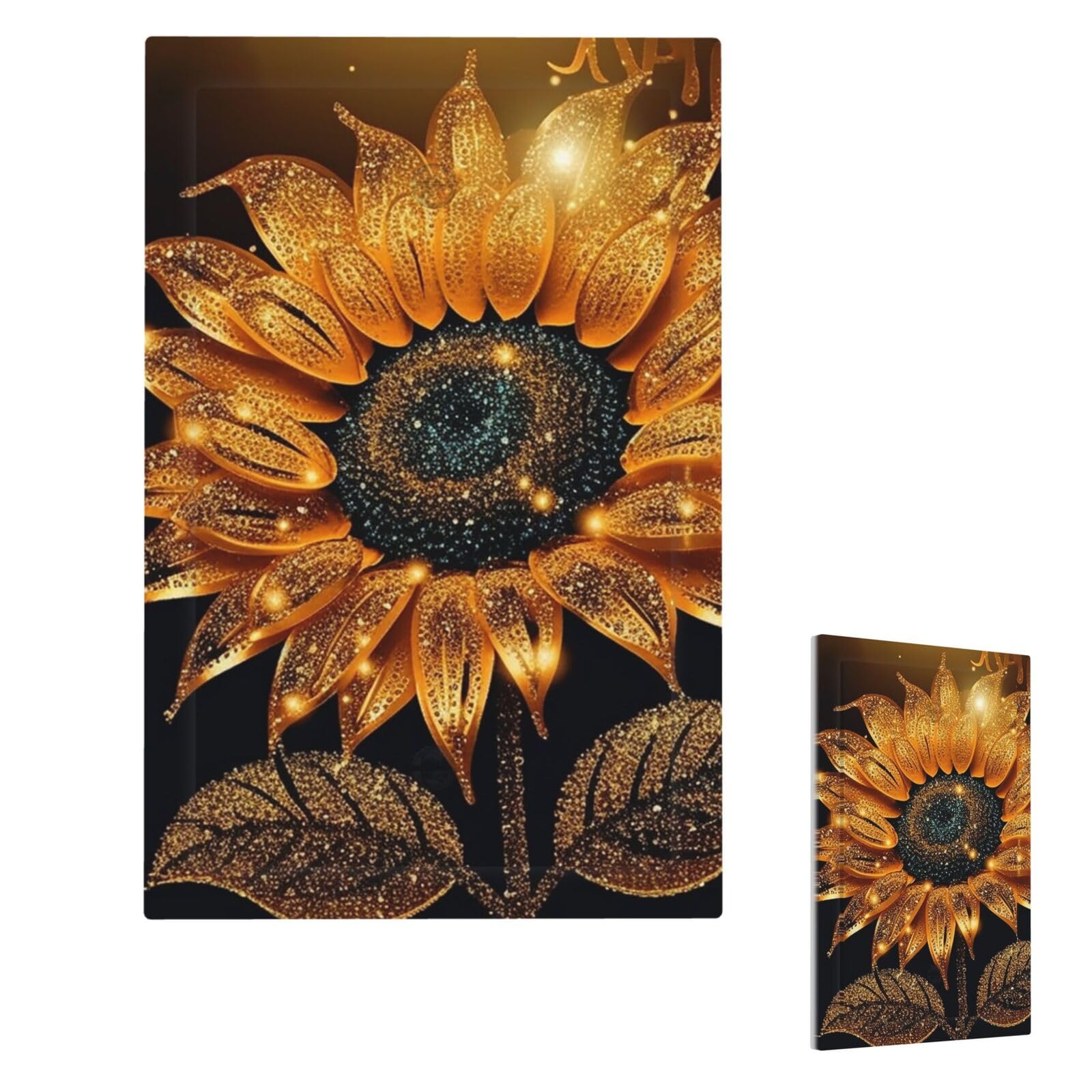 Aceprints Single Blank Sparkling Sunflower Wall Plate Cover Modern Decorative Light Switch Cover Unbreakable Receptacle Outlet Covers For Living Room Bedroom Decor