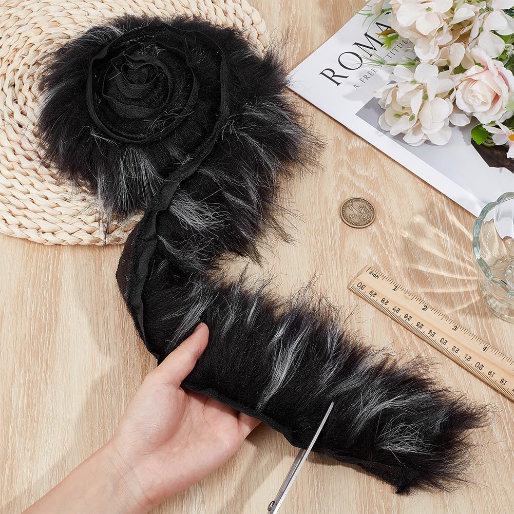 Amazon.com: BENECREAT Black with White Faux Fur Ribbon, 39×2inch