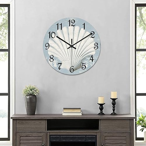 Miniatura 6 de Funlucy Reloj de pared de PVC de 15 pulgadas, reloj de pared digital con patrón oceánico, grande, decoración de pared para dormitorio, oficina,