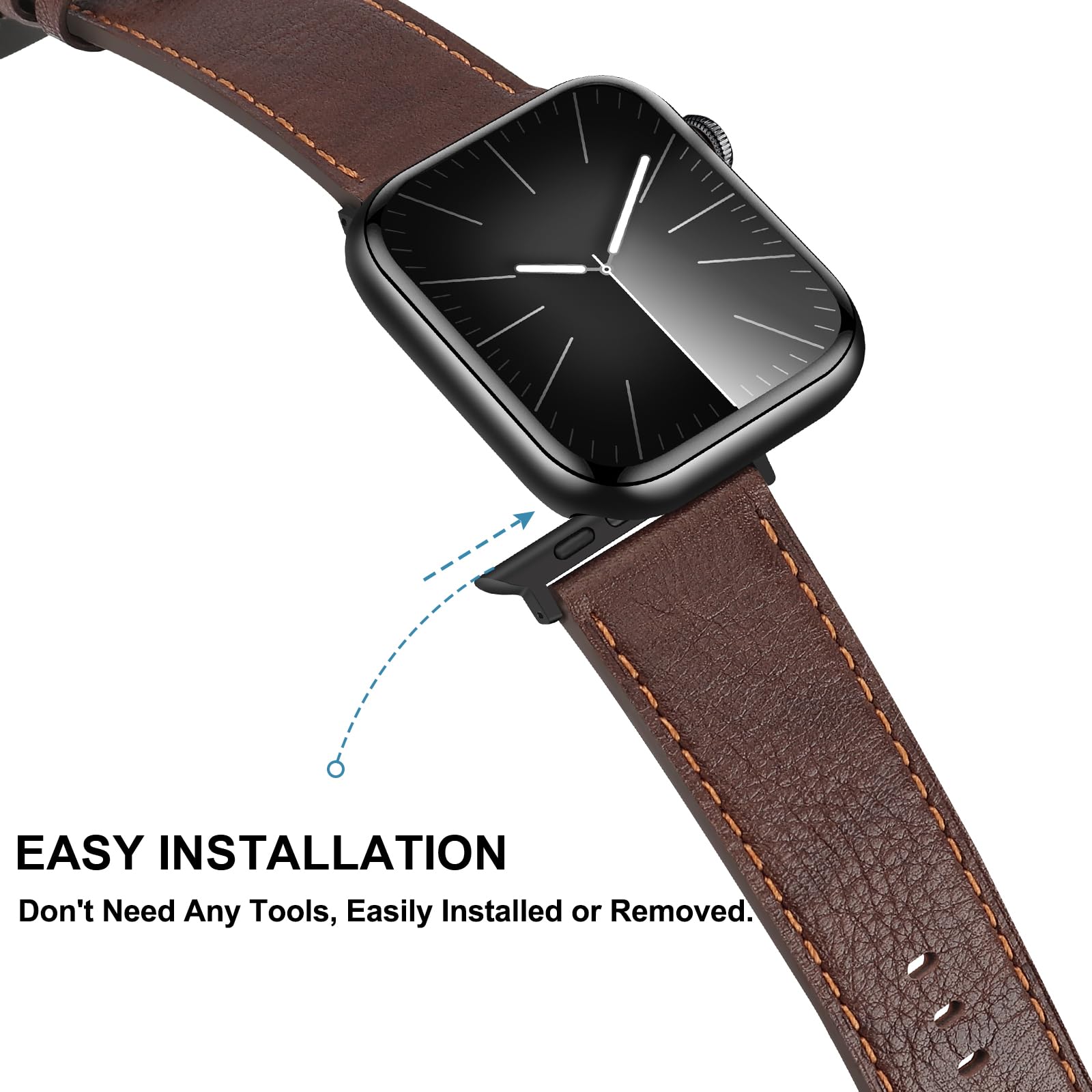 Bisikor Kompatybilny z Apple Watch Band 49 mm 45 mm 44 mm 42 mm 41 mm 40 mm 38 mm, pasek z prawdziwej skóry do iWatch Ultra SE2, SE Series 9, 8, 7, 6, 5, 4, 3, 2, 1,