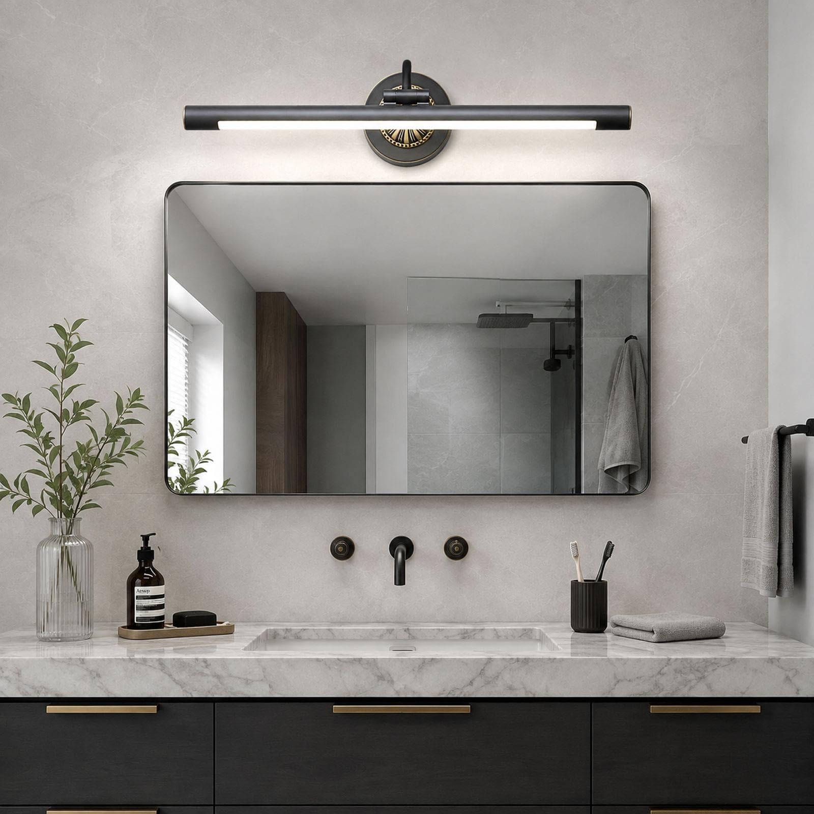 Lampe Miroir LED Style Américain Vintage, Luminaire Linéaire Laiton