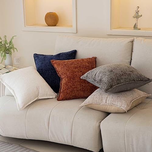 Miniatura 3 de WACOMECO Juego de 2 fundas de cojín de felpilla neutra, con textura suave, decorativas, para sofá, cama, decoración del hogar, 18 x 18 pulgadas,