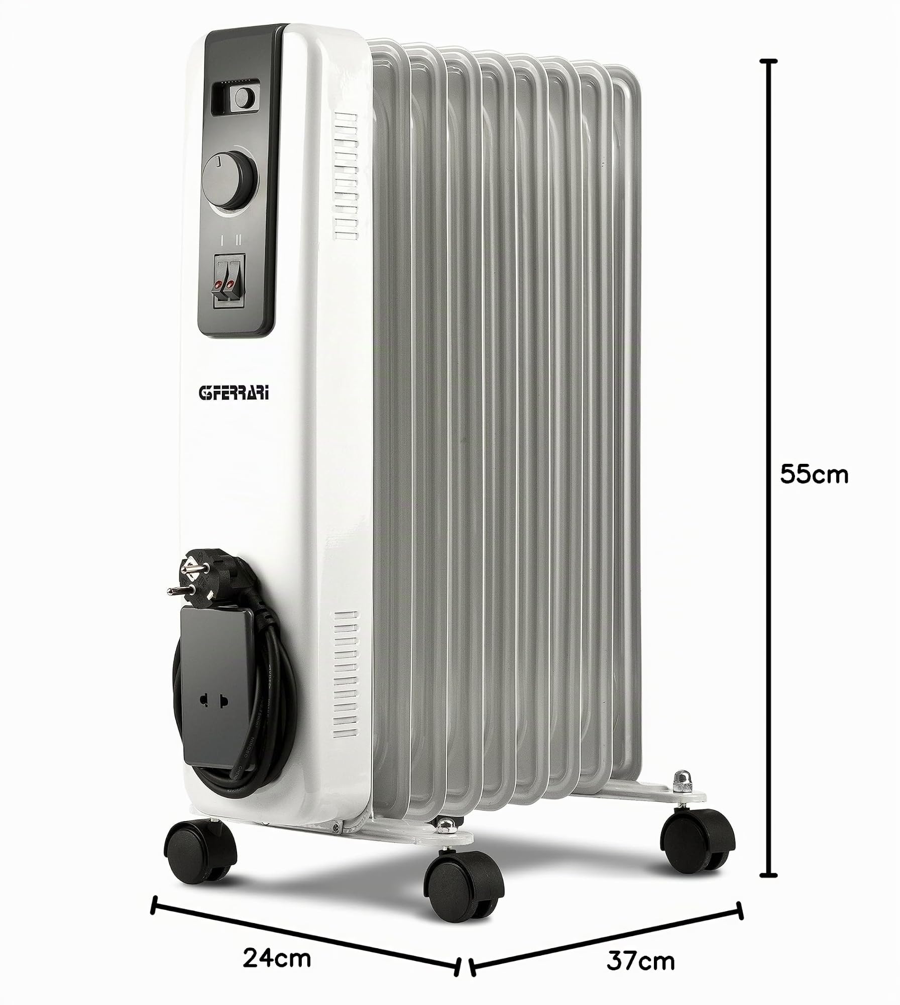 G3 Ferrari G60027 Radiatore ad Olio, 9 elementi riscaldanti, Eco, Bianco