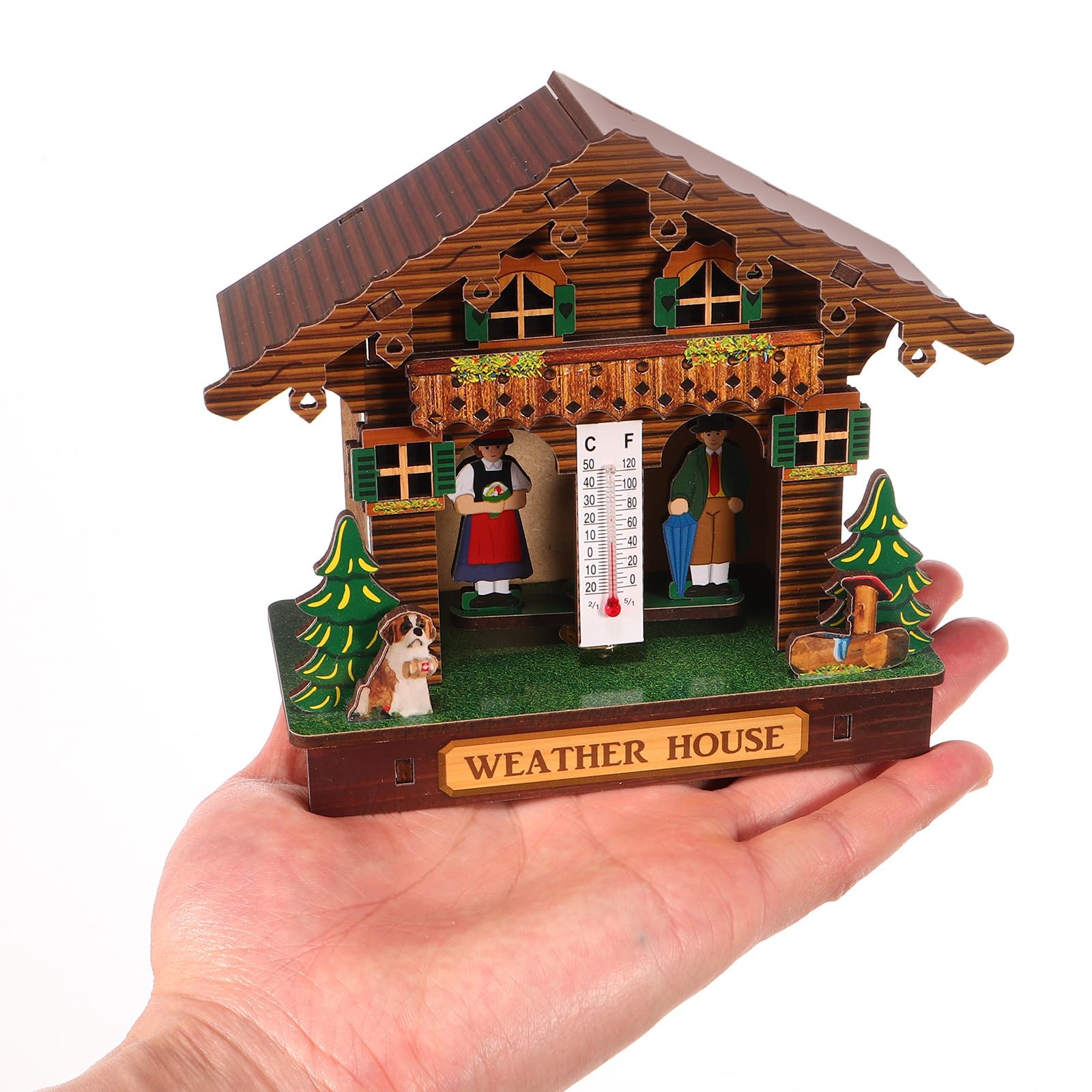 Toddmomy Barometro da Parete in Legno con Termometro Igrometro Analogico per Uso Domestico, Misuratore di Umidità e Temperatura Preciso, Stazione Meteorologica per Interni ed Esterni,