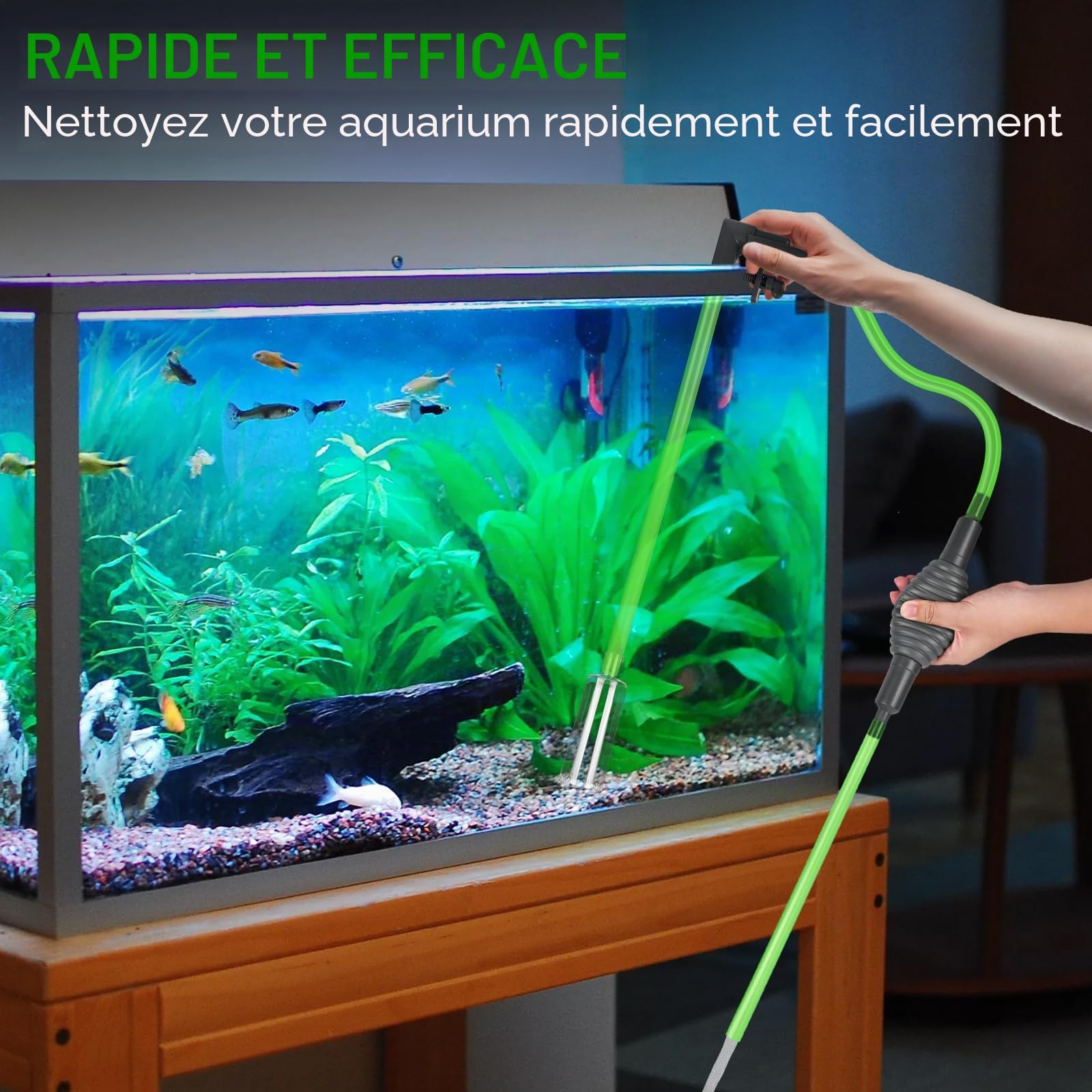 Weinsamkeit Aspirateur Aquarium et Kit de Nettoyage Aquarium, Facile à Nettoyer Le Gravier et à Changer l'eau, Comprenant 15 Accessoires tels Que Le Siphon, avec Guide d'Installation