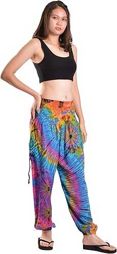 Vista 2 de Orient Trail Pantalones de harén estilo hippie bohemio palazzo para yoga con parte inferior fruncida