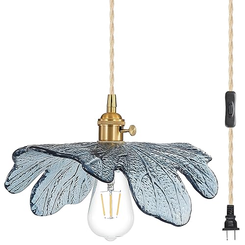 Plug in Pendant Light Hanging Light Plug in Bushed Brass