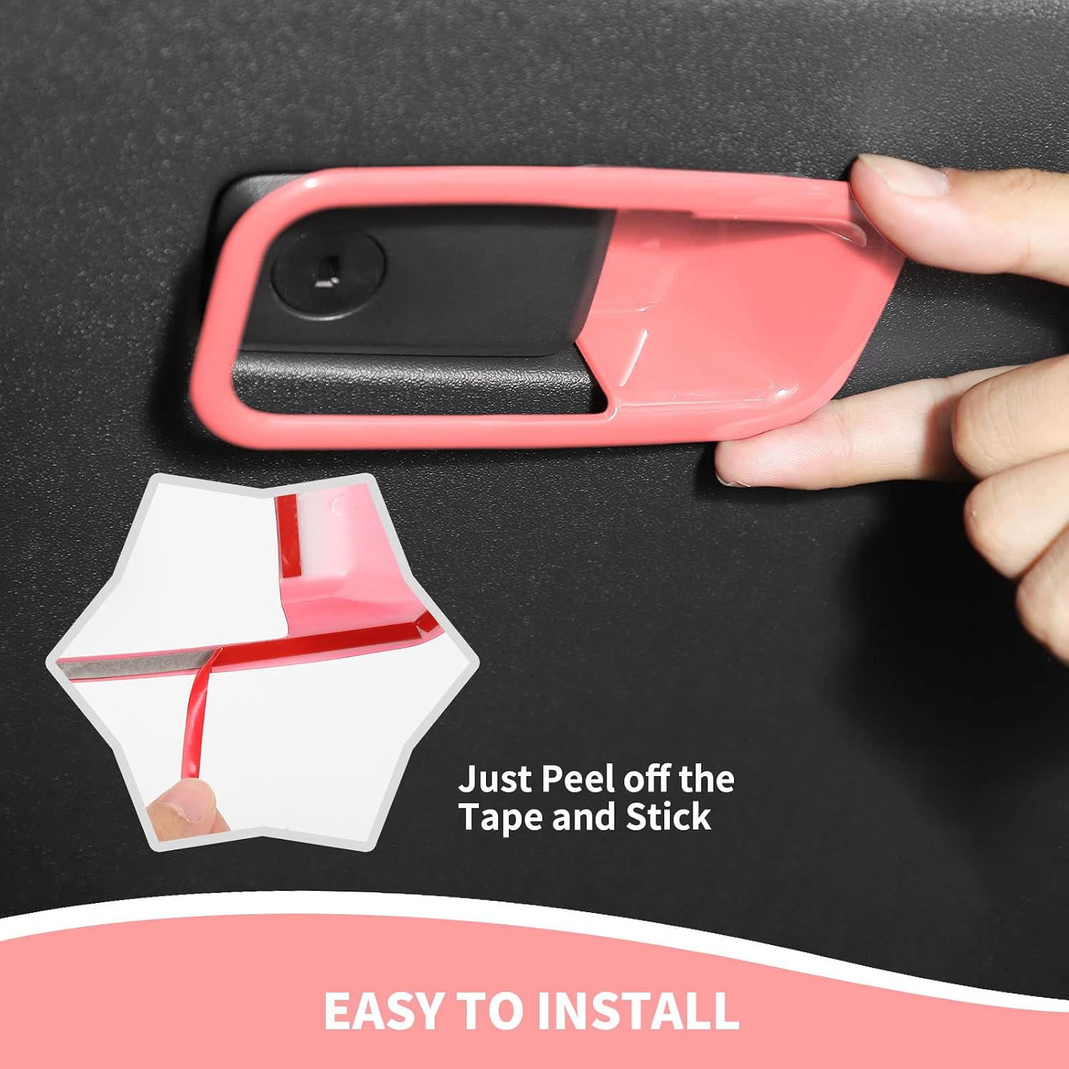 RAZPOY Co-Pilot Storage Switch Lock Cover, Glove Box Compartment Handle Trim Compatible with 2021-2023 Ford Bronco, Pink