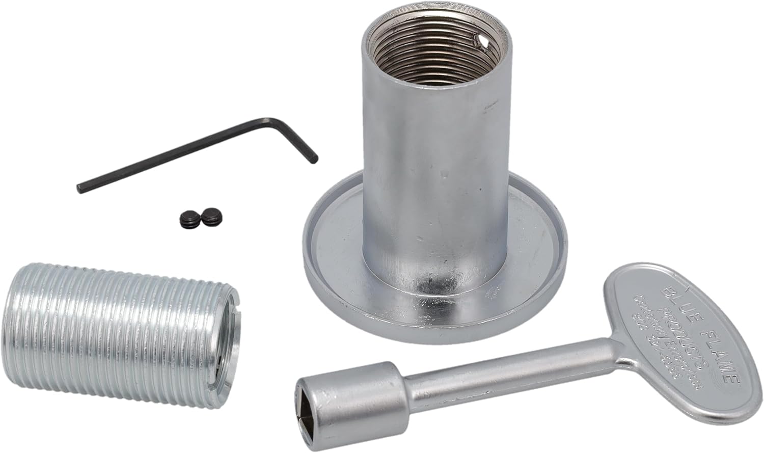 Supplying Demand LLFLGKIT-SC Fireplace Fire Pit | Log Lighter Gas Valve Kit with Universal Flange and 3” Key Satin Chrome