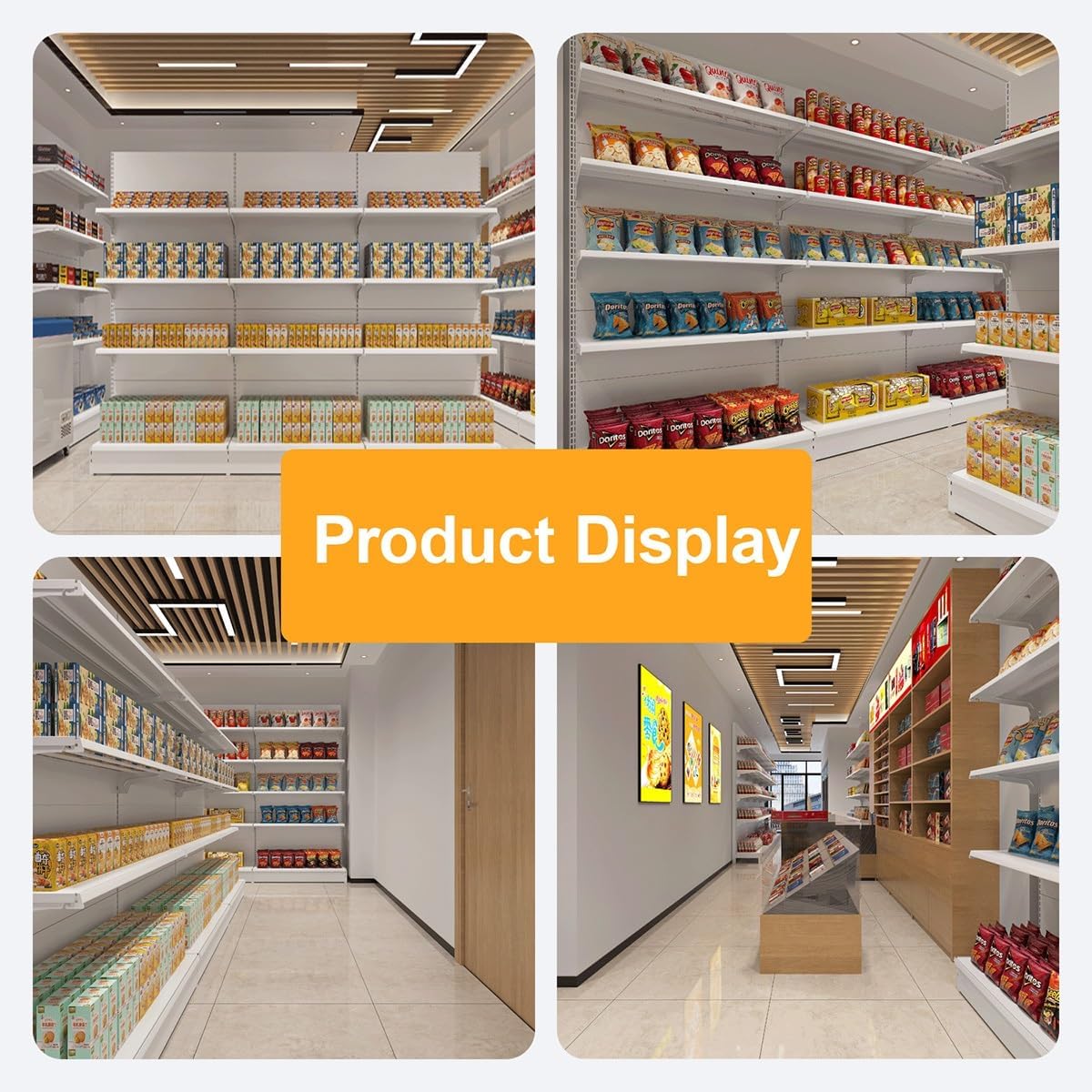 Heavy Duty 4/5 Tier Shelving Retail Gondola Display Rack, Retail Gondola Shelving Unit - 5 Shelves Wall Display Rack, Single-Sided Supermarket & Grocery Storage(93 * 135cm/36.6 * 53.1in)