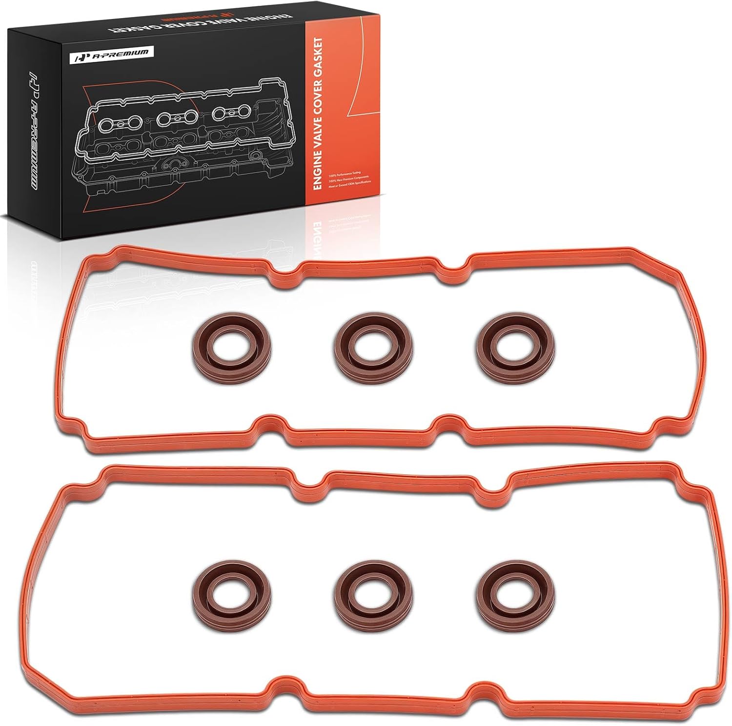 A-Premium Engine Valve Cover Gasket Set Compatible with Chrysler, Dodge Models - 2007-2011 - Grand Caravan, 300, Sebring, Town Country, Charger, Challenger, Avenger, Journey, Magnum, Nitro, Routan