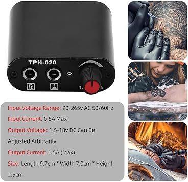 Beginner Rotary Tattoo Kit - Tattoo Machine Set with Adjustable Power Supply, 2.5mm Stroke Rotary Pen and Complete Accessories for Lining and Shading,Black