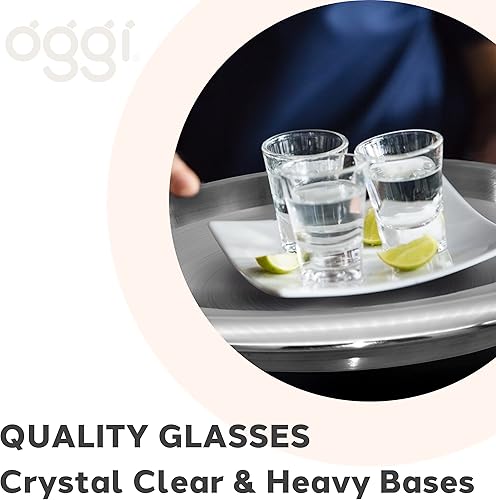Miniatura 4 de Oggi Vasos de chupito con base pesada, juego de 6 vasos de chupito de vidrio real, diseño fresco y clásico, regalos ideales para padrinos de boda,