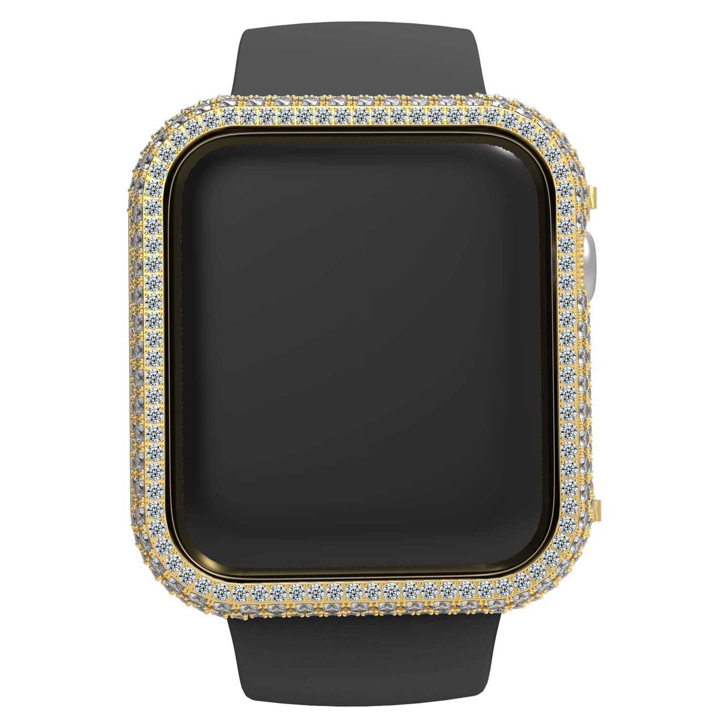 HJINVIGOUR Luxury Full Bling Rhinestone Crystal Diamond Handwork Inlaid Metal Alloy Bezel Frame Case Cover Compatible Apple Watch Series 7 8 9 for Men