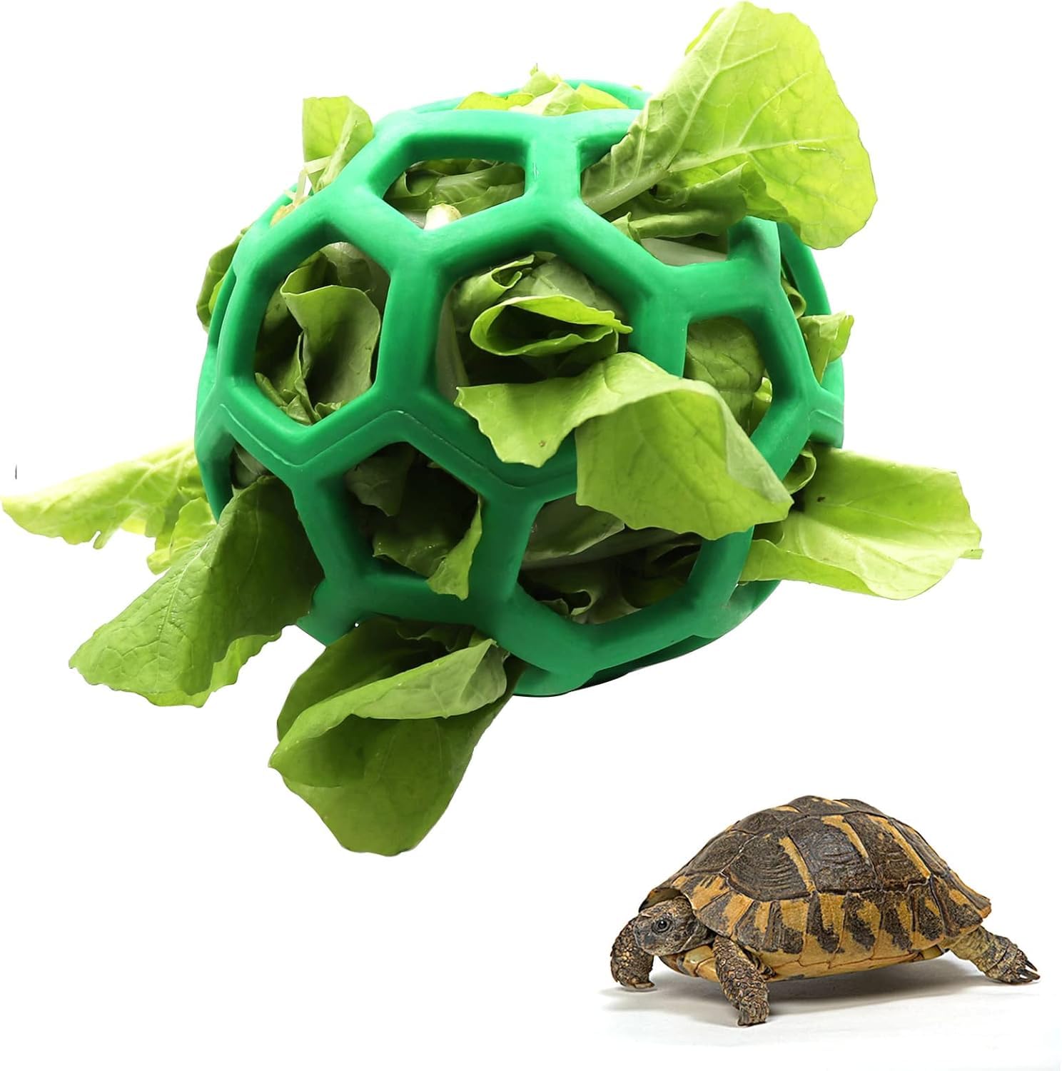 Tortoise Treat Ball Toy Hay Feeder Hanging Feeding Grass Fruit Vegetable Feeder Holder Foraging Toy for Small Animals Pet Tortoise Turtle for tortoise (Green)