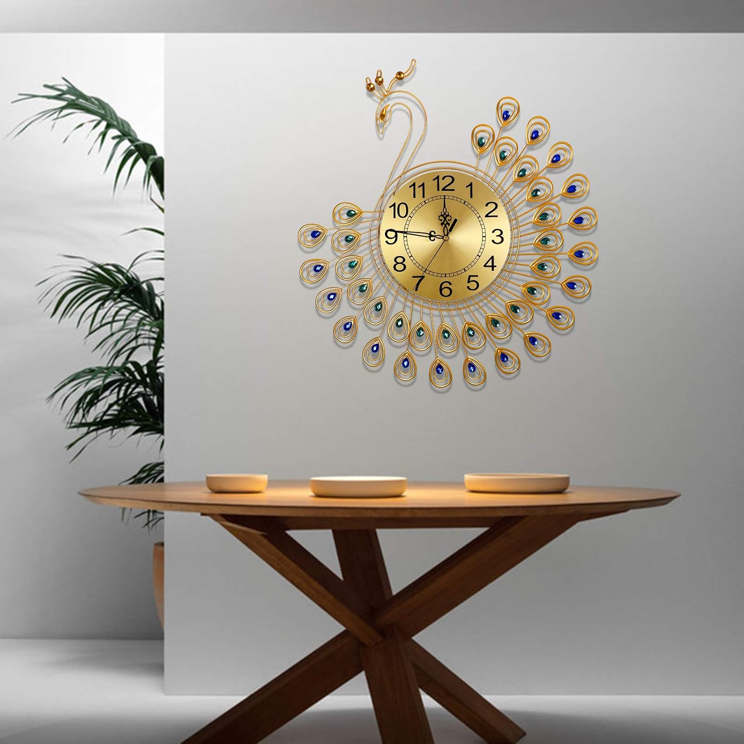 Buy Jugv Large Peacock Wall Clocks Elegant Silent Digital Unique Modern Gold Wall Clocks Design Home Decoration For Living Room Decor Bedroom Kitchen And Tv Room Online In Indonesia B08s32cylj