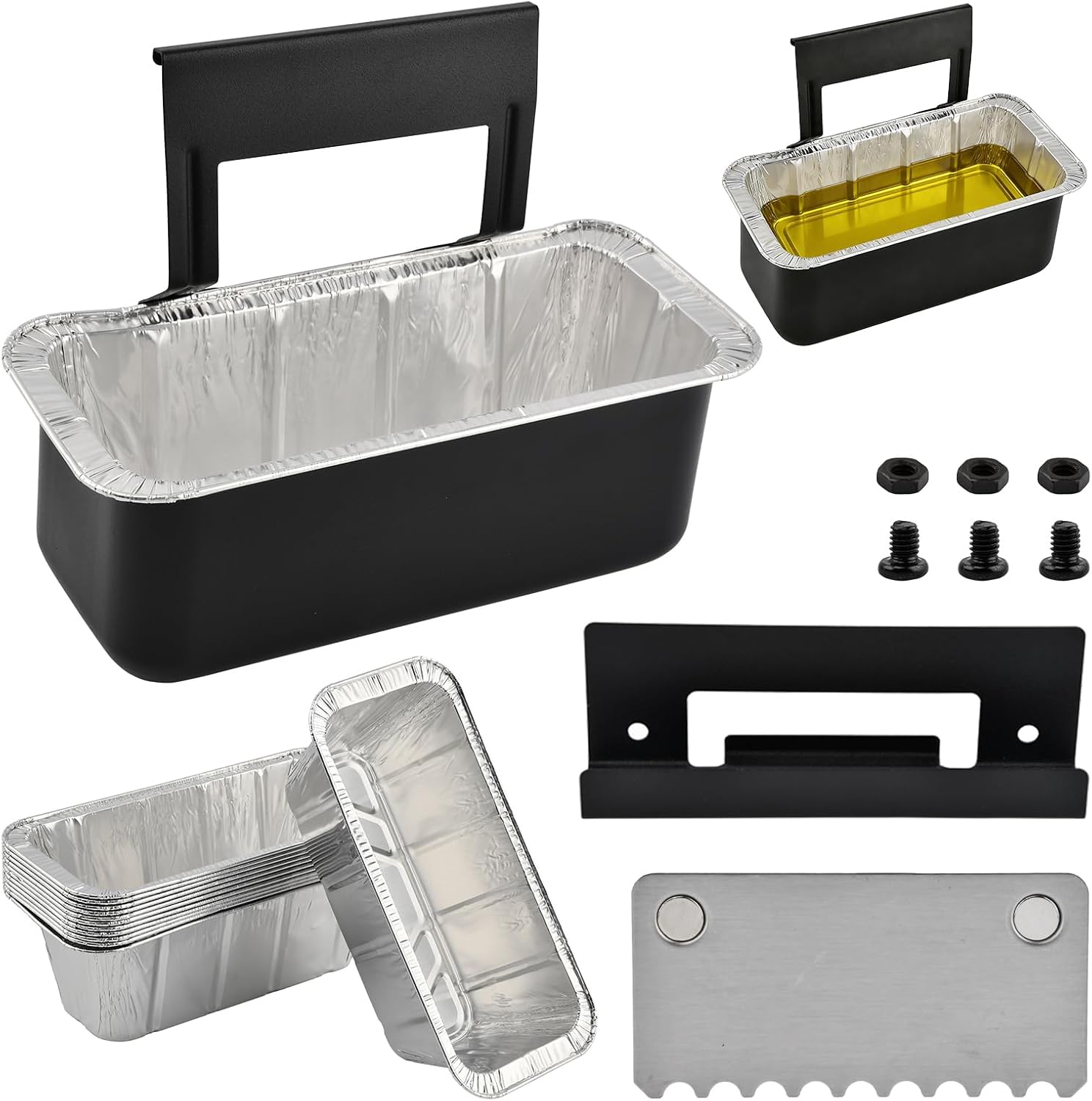 Grease Cup Kit for Blackstone Griddle, Grease Catcher with 12 Foil Liners