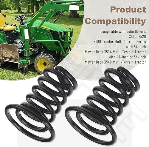 Miniatura 6 de Paquete de 2 resortes de suspensión para asiento de tractor de césped M154605 compatible con tractor John De-ere para césped y jardín, compatible