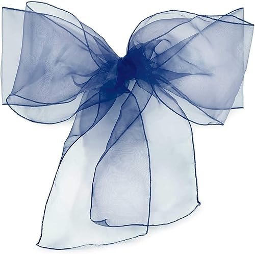 Elegantes bandas de organza para silla, bandas de tela transparente para bodas, fiestas y eventos especiales, (paquete de 10 piezas, azul marino)