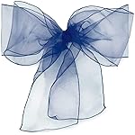 Elegant Organza Chair Sashes Sheer Fabric Sashes for Weddings, Parties, and Special Events - (Pack of 10 Pieces, Navy Blue)