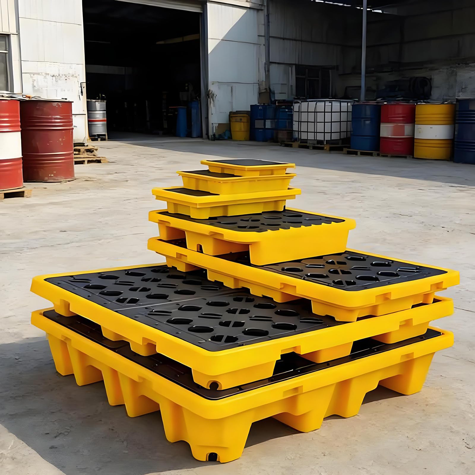 Bac de rétention robuste - Palette modulaire de confinement de liquides pour le contrôle des déversements d'hydrocarbures et de produits chimiques - Plateforme durable de prévention des fuit