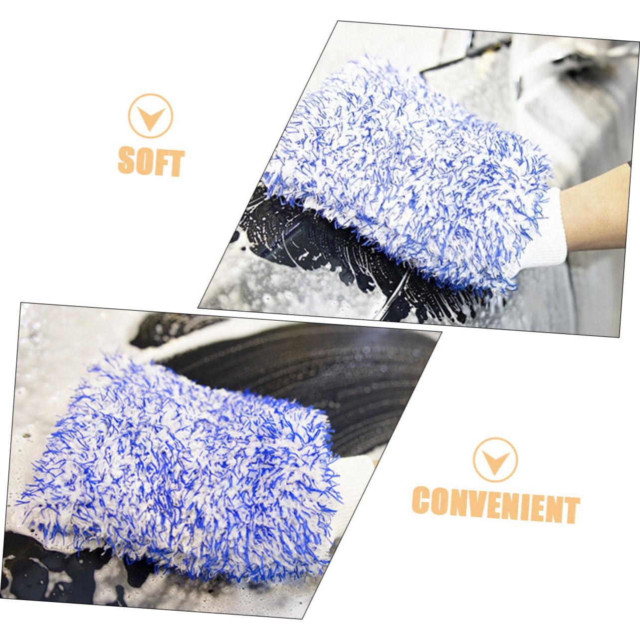 MAGICLULU 5 Piezas Guante de Lavado de Autos de Microfibra Doble Cara Herramienta de Limpieza Automotriz Guante y Absorbente para Cuidado del Vehículo para Limpieza de Ventanas y