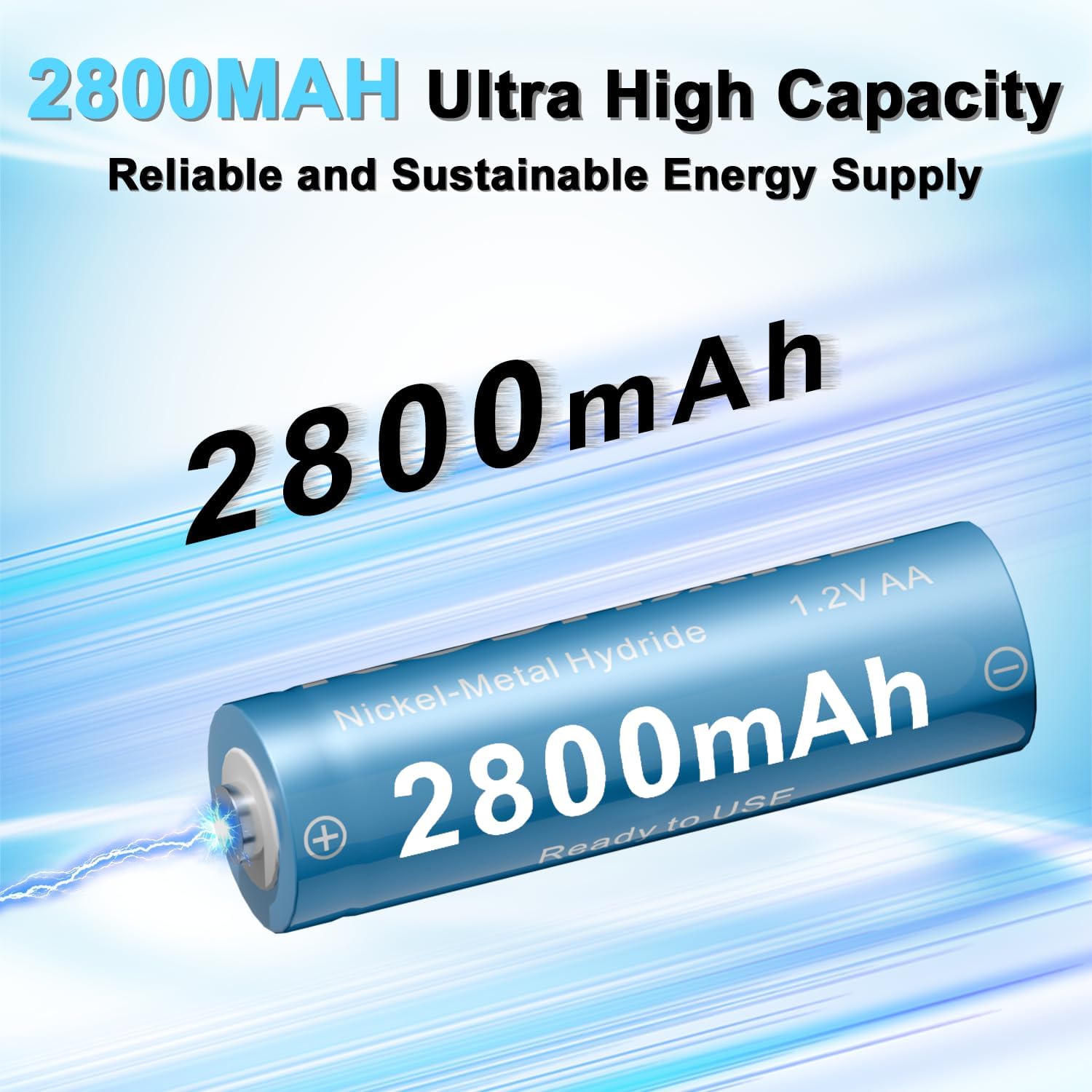 16Pcs Rechargeable AA Battery with Charger, 1.2V 2800mAh Ni-MH Rechargeable AA Batteries, 800 Cycles/Pre-Charge High Capacity Battery with Type-C and 8 Slot Charger