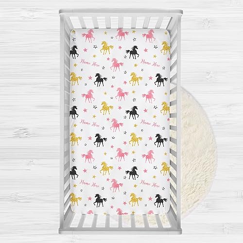 Miniatura 5 de Sábanas de cuna personalizadas con patrones de vaca con nombre, sábanas de cama ajustadas personalizadas para bebés y niñas, paquete y sábanas de